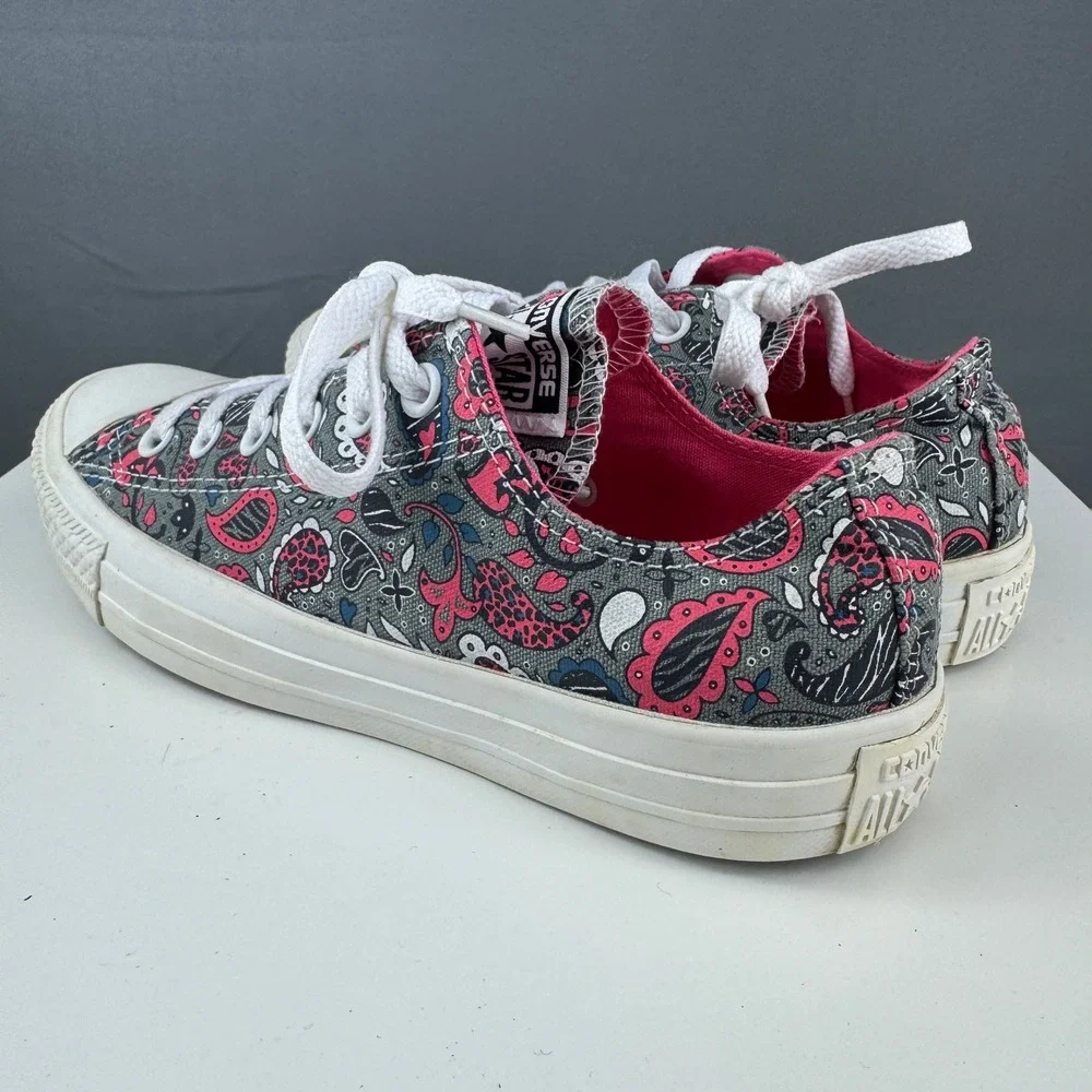 Converse Chuck Taylor All Star Womens Size 8 Paisley Pink Gray Low Top Sneaker